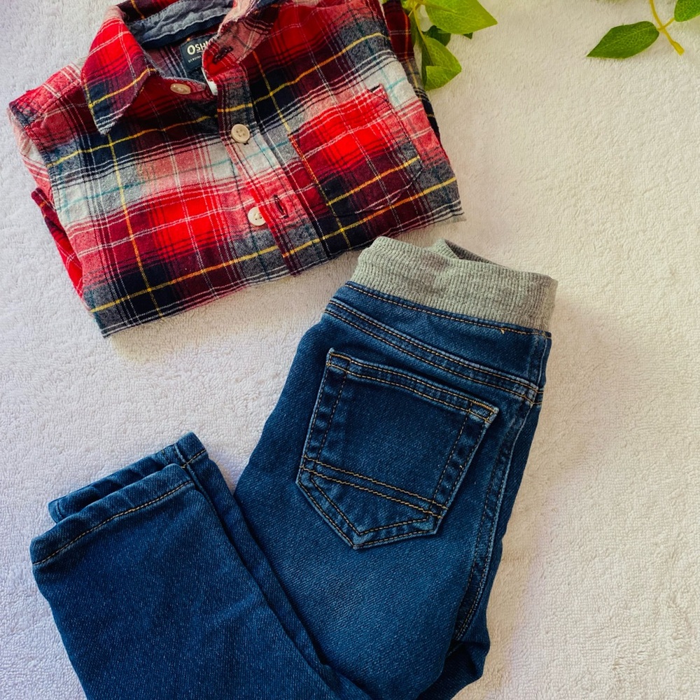 Toddler boy outfit flannel + joggers